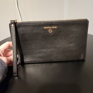 Michael Kors Black Leather Wristlet